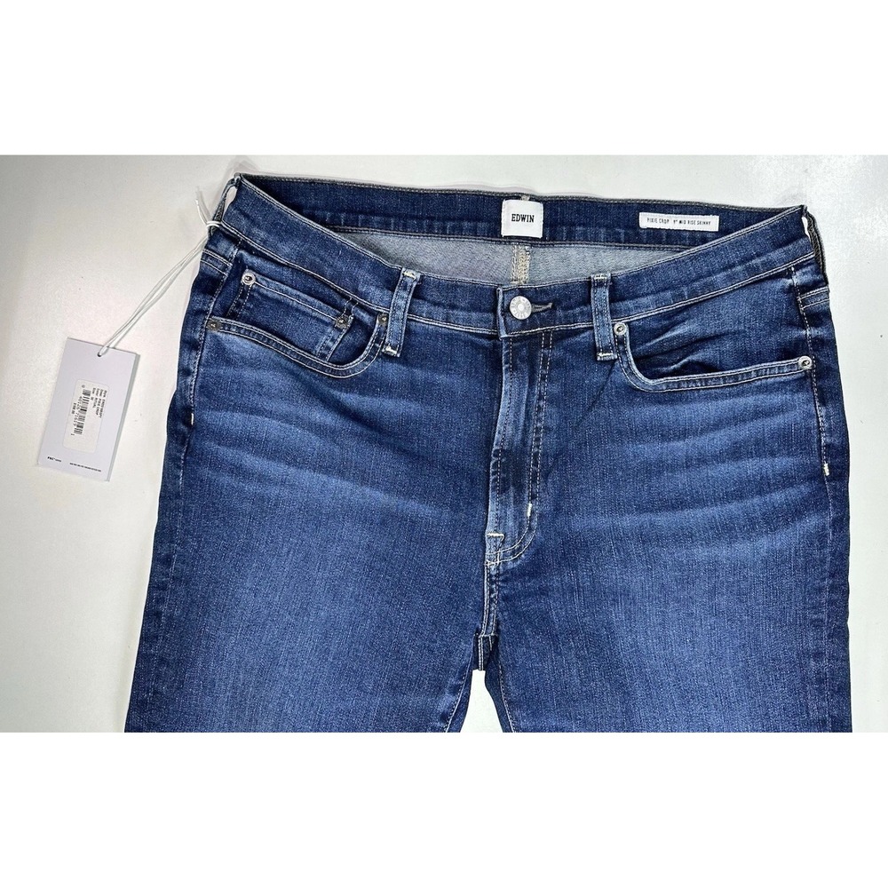 Edwin Pixie Crop 9" Mid‎ Rise Skinny Jeans Ritual Color Size 32 - Picture 6 of 15